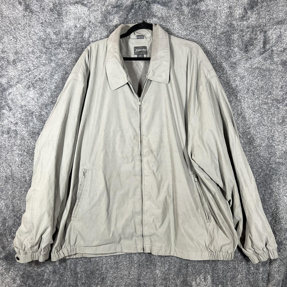 St Johns Bay Jacket Mens 4XLT Gray Full Zip Windbreaker Lined Pockets Casual